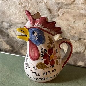 Italian Hand-Painted‎ Rooster Ceramic Pitcher